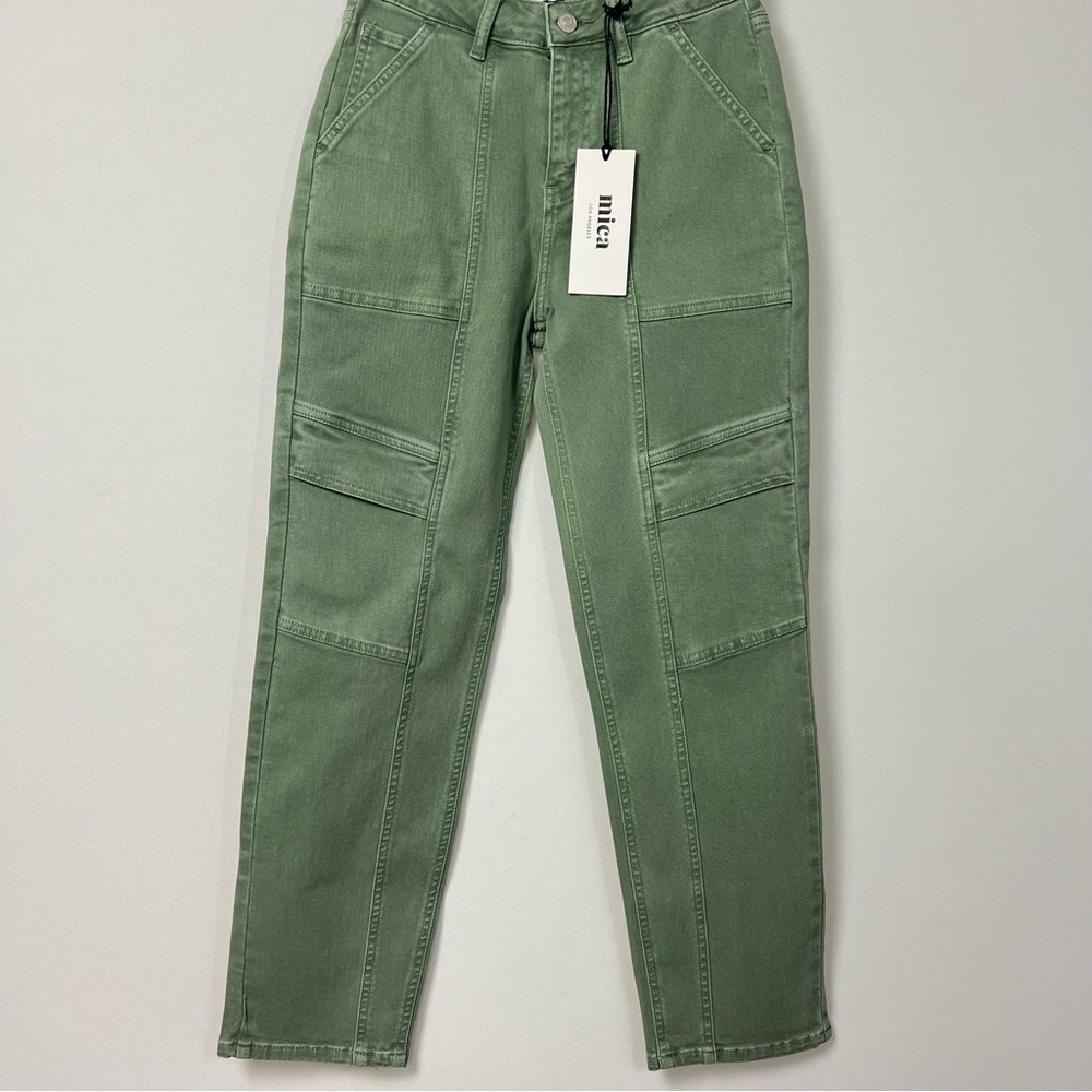 Mica High Rise Sage Green Utility Straight Pants NWT Size 24